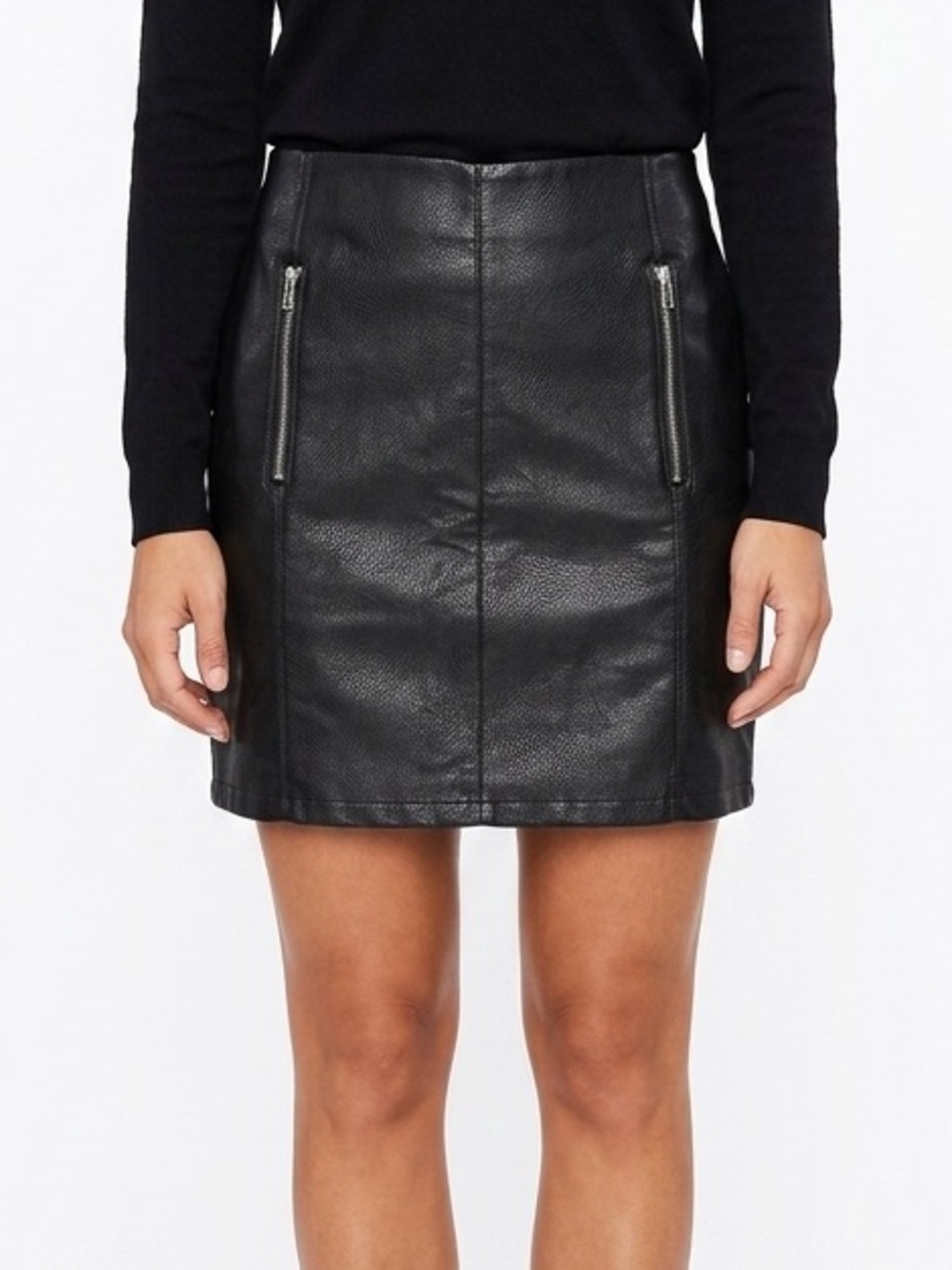 KENDALL & KYLIE Black Faux Leather Mini Skirt Celebrity Edgy Faux Zippers Small